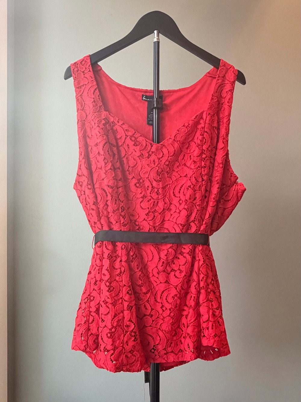 Lane Bryant Red Lace Sleeveless Size 24 Vamp Whimsigoth Coquette Dark Romantic